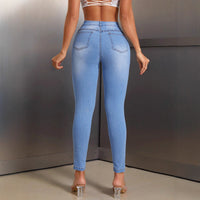 Elastic Slim-fit Women's Stylish Ripped Jeans