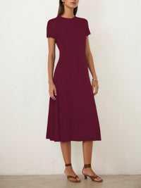 Summer Casual Chic New Round-Neck Short-Sleeve Dress