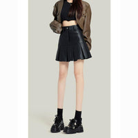 Vintage Skirt Female Leather Skirt Autumn