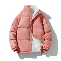 Warm Solid Color Loose Stand-collar Unisex Cotton Coat