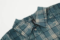 Distressed Tie-dyed Plaid Long-sleeved Shirt Men's Fashion Brand