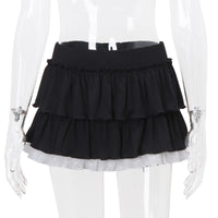 Fashion Color Contrast Low Waist Skirt For Women