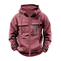 Printed Loose Zip Casual Hooded Sweatshirt