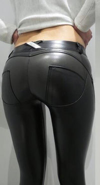 Peach Hip Leather Pants