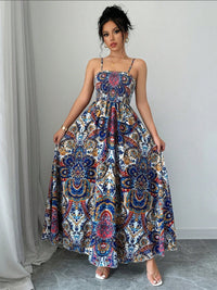 Mid Length Womens Printed Slip Dress