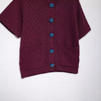 Autumn New Jewelry Knitted Short Sleeve Cardigan Top Women