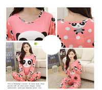 Fashion Cartoon Lady Long Sleeve Pajamas Suit