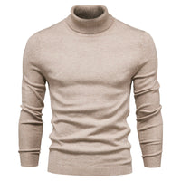 Casual Men's Solid Color Pullover Sweater High Neck
