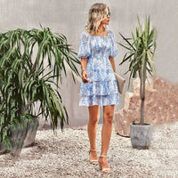 French Square Collar Cake Fashion Vacation Fashion Vacation Holiday Short Dress