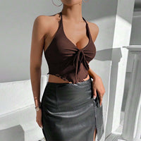 European And American Sexy Style Halter Top Autumn And Winter New Backless Short Top For Women
