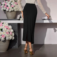 Womens Pleated Skirt With Rose Metal Buckle Detailing