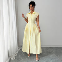 Elegant Waist-Cinched A-Line Long Dress