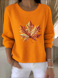 Womens Fashion 3D Digital-Print Crew-Neck Long-Sleeve Top