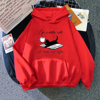 European And American Street Coffee Cat Cartoon Print Sweatshirt