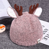 Infant Fall And Winter Thick Warm Wool Ball Baby Knit Caps Boys And Girls Wool Hat Deer Ears