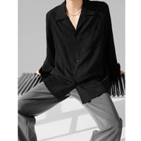 Draping Cuban Collar Loose Shirt All-match Texture