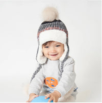 Lovely Baby Knitted Cap With Fluffy Ball Earmuffs