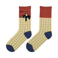 Zoo cartoon illustration female socks cute trendy socks cotton socks in tube socks