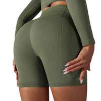 Women's Fashion Seamless Solid Color High Waisted Shorts