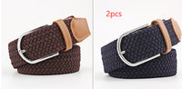 Women's Canvas Belt Student Pants Casual Stretch Braided Needle Buckle