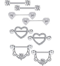 Stainless Steel Heart Punk Style Breast Ring Double Layer