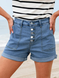 American-style Slimming Figure-flattering Stretch Denim Shorts