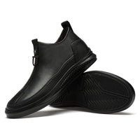 Cowhide Solid Color Black Casual High-Top Men's Boots