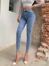 Jeans women's high waist hip buttocks pencil pants