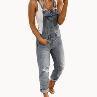 Hole washed slim fit Jumpsuit