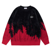 Retro Laid-back Oversized Ombre Knit Sweater With Tassels
