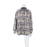 Loose Retro Distressed Plaid Shirt