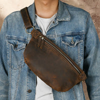 Handmade Leather Chest Bag Men's Multifunctional