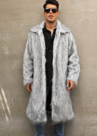 Mens Long Faux Fur Coat Mens Outerwear Warm And Cozy