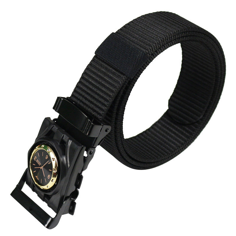 Men's Canvas Smooth Buckle Nylon Pressing Buckle Good Luck Comes Pant Belt