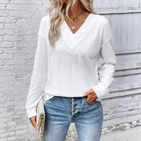 Women's Spring And Autumn Solid Color Falling Shoulder Sleeve Casual Long Sleeve Top