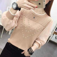 Chiffon Ice Silk Knitted Bottoming Shirt Long Sleeve Round Neck