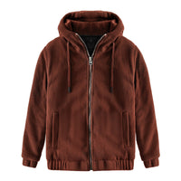 Winter Hooded Cardigan Keep Warm Pure Color Coat Thickened Fluff Sweater