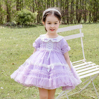 Dress Short-sleeved Fairy Dress Girls Mesh Lace Puffy Princess