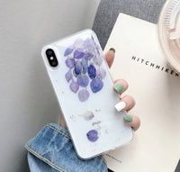 Epoxy real flower  case transparent acrylic protective cover