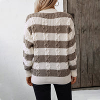Retro Loose Round Neck Twisted Sweater Top