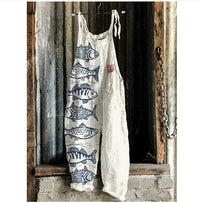 Sweet Little Print Retro Wide-leg Women's Jumpsuit