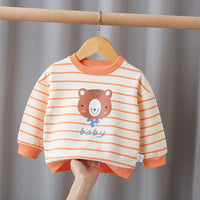 Western Style Long-sleeved Pure Cotton Round Neck T-shirt Top