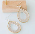 Womens Minimalist Feng Shui Drop-Shape Metal Double-Layer Earrings With Water Ripple Design