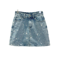 A-style Starry Hot Rhinestone Versatile Slimming Casual Denim Skirt For Women