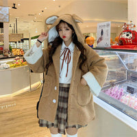 Fashion Winter Bear Ears Bear Tail Lamb Velvet Cute Loose Coat