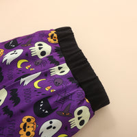 Boys' Black Round Neck Long Sleeve Letter Printed Romper Purple Printed Trousers Infant Children's Suit