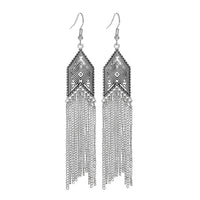 Ethnic Style Silver Distressed Earrings Retro Hollow Pattern