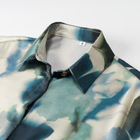 French Fashion Printed Satin Texture Shirt For Women