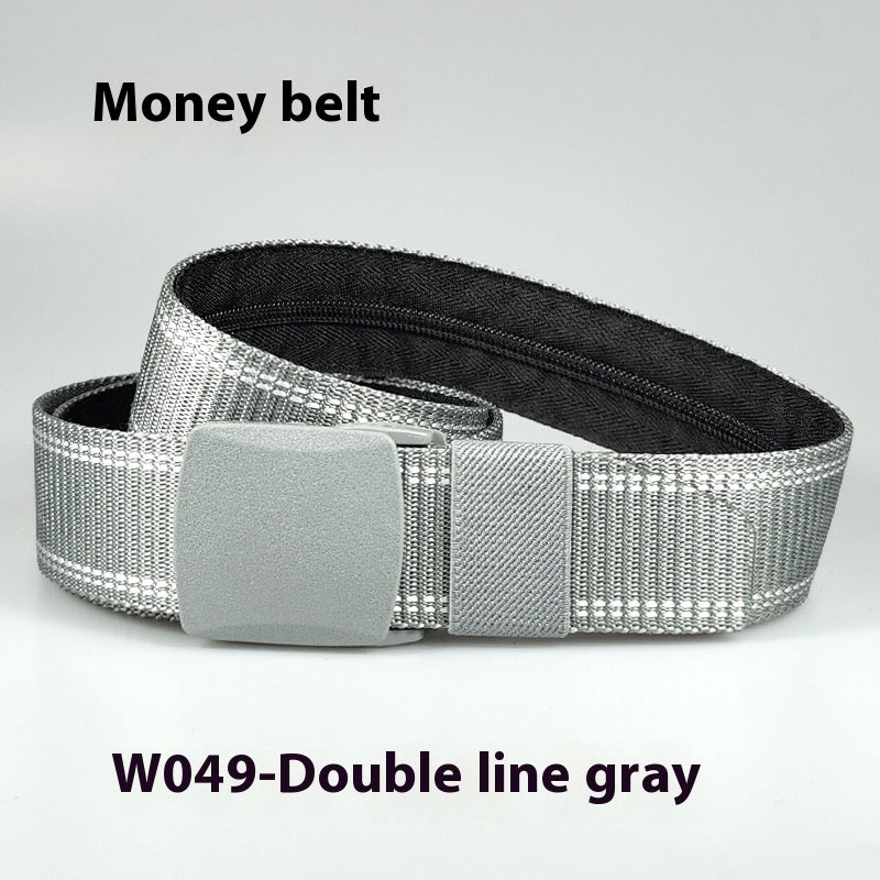 Double Line Nylon Waistband Men's Fashion Zipper Wallet