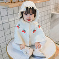 Children's sweet strawberry embroidered hooded cloak
